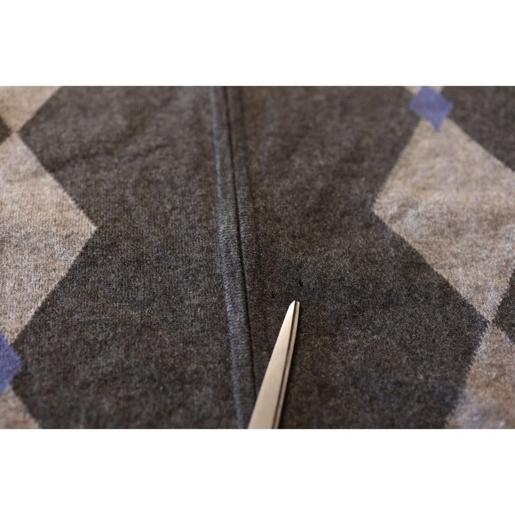 Glen Lyon Men's 100% Cashmere Full Zip Gray Sweater Argyle Large Preppy - Picture 8 of 10